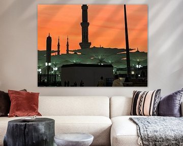 Majestueuze Minaret bij zonsondergang - Een rustige avond in Medina van kautsar1 art