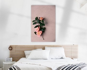 Elegant Pink Flowers on Textured Wall by kautsar1 art