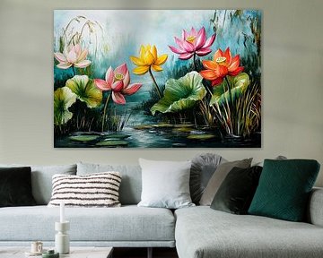 Lotus flowers in serene pond by Imperial Art House