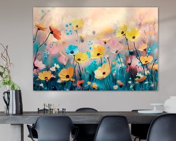Colourful field of flowers in sunlight by Imperial Art House