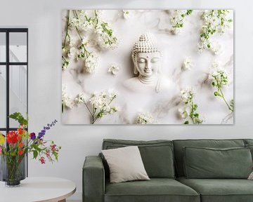 White Buddha with flowers by Imperial Art House