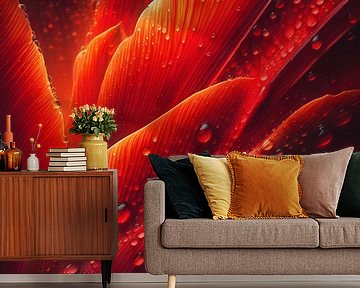 Red tulip with drops by Jessica Berendsen