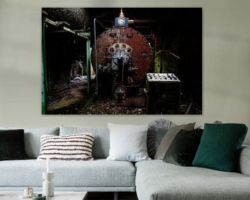 Rusty machine in old boiler room by Peggy Raemdonck