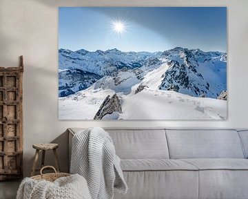 Winteruitzicht op de Allgäuer Alpen in het Rappenalpendal van Leo Schindzielorz