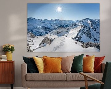 Winteruitzicht op de Allgäuer Alpen in het Rappenalpendal van Leo Schindzielorz