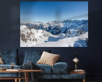 Winteruitzicht op de Allgäuer Alpen in het Rappenalpendal van Leo Schindzielorz