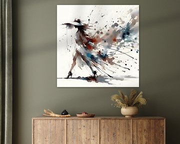 Aquarel elegante vrouw met hoed van Jessica Berendsen