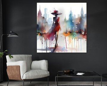 Dame in rode jurk van Jessica Berendsen