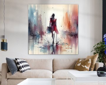 Shopping girl  in red van Jessica Berendsen