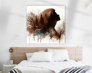 Silhouet vrouw met bomen van Jessica Berendsen
