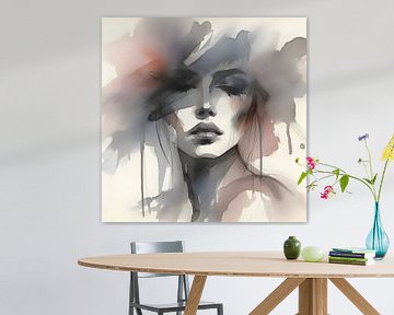 vrouwenportret aquarel van Jessica Berendsen