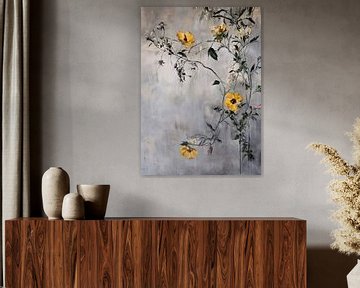 Yellow flowers painting by JBJart Justyna Jaszke