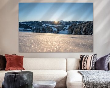 ijzige zonsopgang in Oberstaufen met uitzicht op Hochgrat en Steibis van Leo Schindzielorz