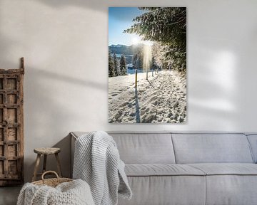 Winteruitzicht op de Hochgrat in de ochtend van Leo Schindzielorz