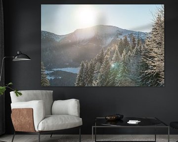 Winteruitzicht op de Hochgrat in de ochtend van Leo Schindzielorz