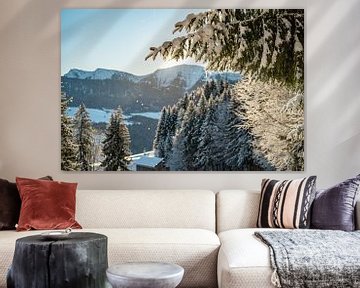 Winteruitzicht op de Hochgrat in de ochtend van Leo Schindzielorz