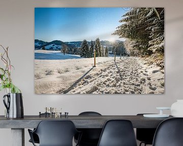 Winteruitzicht op de Hochgrat in de ochtend van Leo Schindzielorz