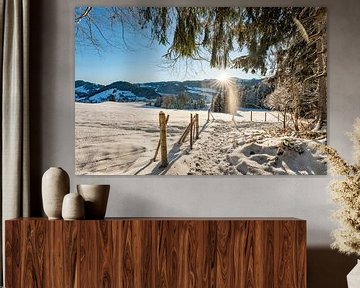 Winteruitzicht op de Hochgrat in de ochtend van Leo Schindzielorz