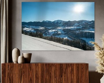 Winteruitzicht van Oberstaufen naar de Hochgrat, Steibis van Leo Schindzielorz
