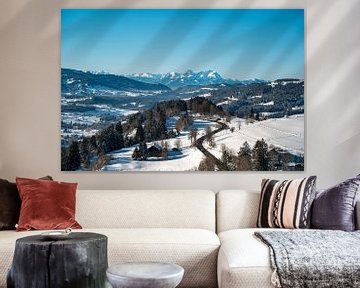 Uitzicht van Oberstaufen naar de Säntis in de winter van Leo Schindzielorz