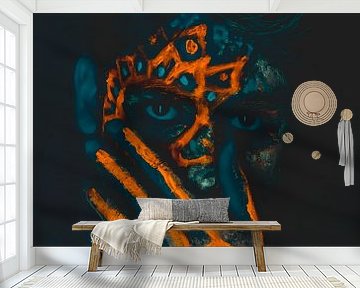 Neon Glow Gezichtsverf in Duisternis van kautsar1 art