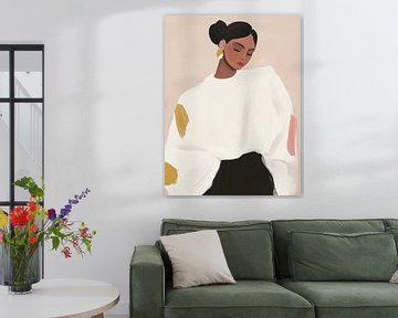 Moderne Illustration, Porträt in Pastellfarben von Carla Van Iersel