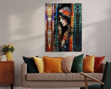 Mystische Frau - Abstrakte böhmische Kunst mit ätherischen Texturen von Ramy Salah Hefny