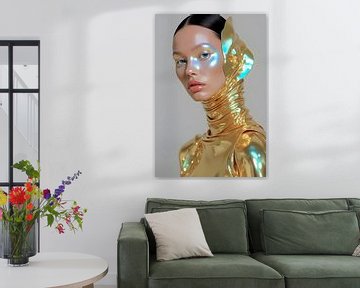 Golden fantasy muse - futuristic portrait of a woman by FRESH Fine Art