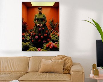 Mother Nature observes the world - Surreal pop art portrait of a woman by FRESH Fine Art