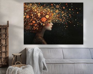 Vrouw met Kleurig Haar van Kunst Kriebels