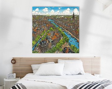 Modern Amsterdam van Abstract Schilderij