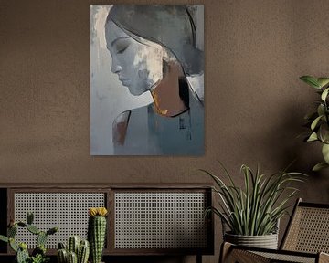 Vrouwenportret | Silent Contours van Abstract Schilderij