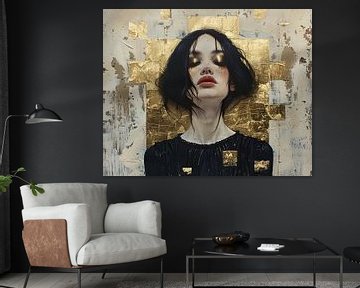 Serene Gold Whisper van Abstract Schilderij