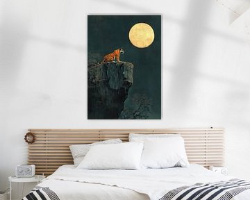 A lion under the moon