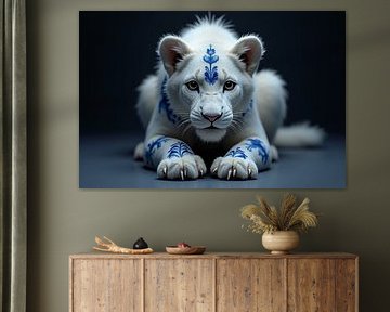 Krachtig Portret van Delfts Blauwe Baby Leeuw van Hai Maivory