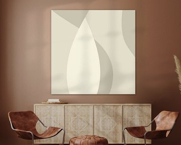 Golvende abstracte lijnen in neutrale kleuren nr. 2 van Dina Dankers