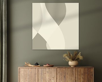 Golvende abstracte lijnen in neutrale kleuren nr. 6 van Dina Dankers