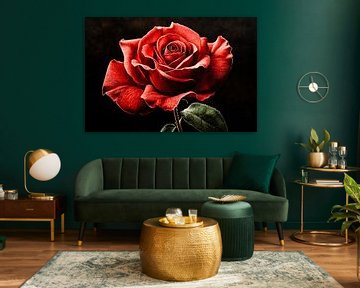 Gedetailleerde rode roos close-up van Imperial Art House