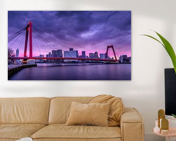 Rotterdam, Willemsbrug bij zonsondergang van U&U Art