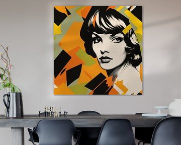 Portret vrouw abstract retro pop art contrast expressie van gm_designs
