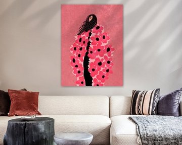 Vrouw bedekt met bloemen van Raissa Oltmanns