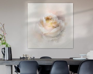 Dromerig schilderij van een prachtige roos. van Studio Pieternel
