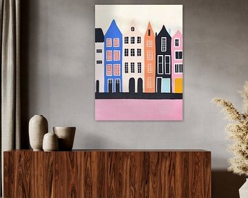 Pastel Grachtenpanden van Franka Poulain