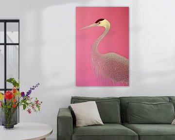 Elegante Kraanvogel op Warme Achtergrond van But First Framing