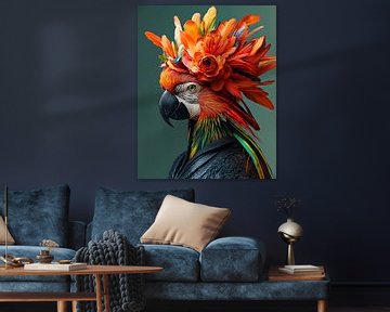 Radiant Parrot: The Art of Natural Elegance by But First Framing