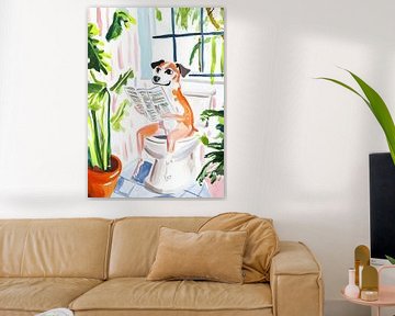 The Reading Dog on the Toilet by But First Framing