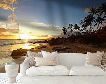 Sunset at the beach in Hawaii by Antwan Janssen