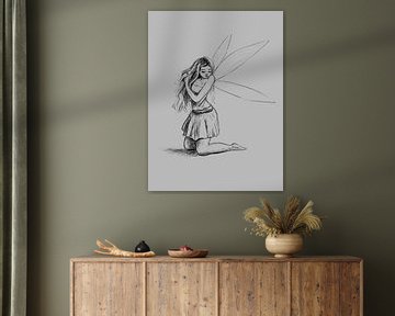 grijs zwart tekening elfje van Emiel de Lange