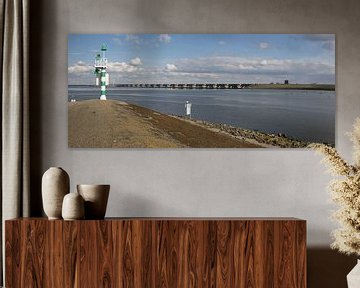 Panorama of the Haringvliet Dam, also known as the Haringvliet Locks in the Dutch province of South Holland, is the sixth structure of the Delta Works. by W J Kok