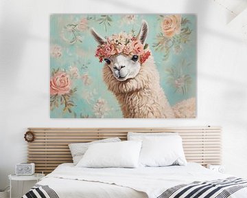 Flower wreath Lama by Wonderful Art